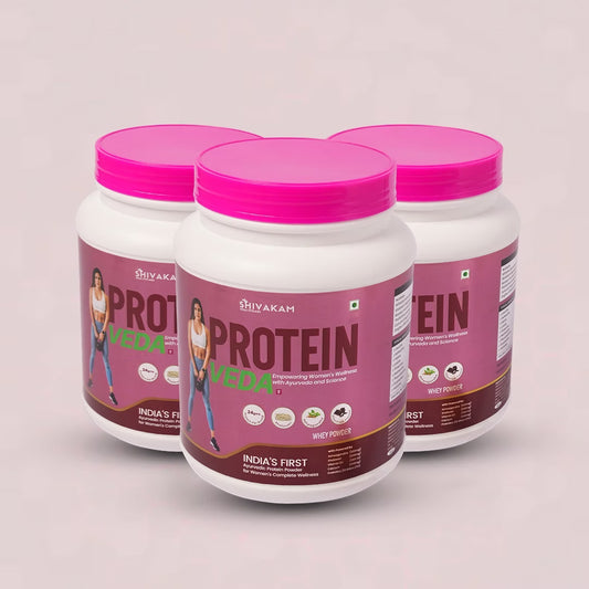 India's First Ayurvedic Whey Protein Powder for Women | Ashwagandha, Shatavari & Amla | BCAA Supplement | Chocholate Flavour | Supports Vitality, Muscle Recovery, Strength & Energy | 1KG | 28 Serving (3 Packs)