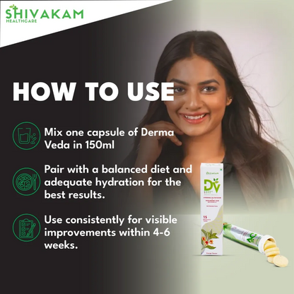 Derma Veda Skin Supplement with Liposomal Glutamine, Hyaluronic Acid, Turmeric for Skin Brightening and Hydration, Effervescent Tablets 15 (3 Packs)