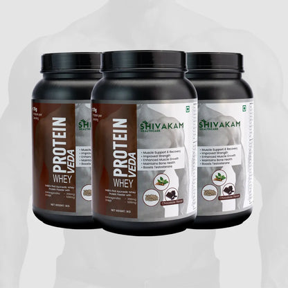 India's First Ayurvedic Whey Protein Powder for Men | Boost Strength, Stamina & Muscle Recovery | Natural Energy & Hormonal Support | BCAA, Shilajit & Ashwagandha (3 Packs)