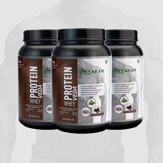 India's First Ayurvedic Whey Protein Powder for Men | Boost Strength, Stamina & Muscle Recovery | Natural Energy & Hormonal Support | BCAA, Shilajit & Ashwagandha (3 Packs)