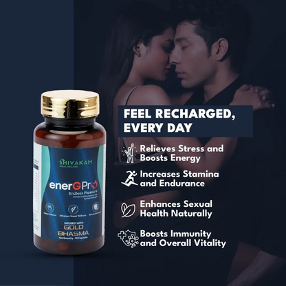 EnerGPro Ayurvedic Health Supplement with Shilajit, Ashwagandha, Gold Bhasma for Energy, Immunity and Stamina (1 Pack)