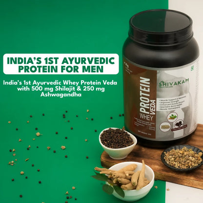 India's First Ayurvedic Whey Protein Powder for Men | Boost Strength, Stamina & Muscle Recovery | Natural Energy & Hormonal Support | BCAA, Shilajit & Ashwagandha (2 Packs)
