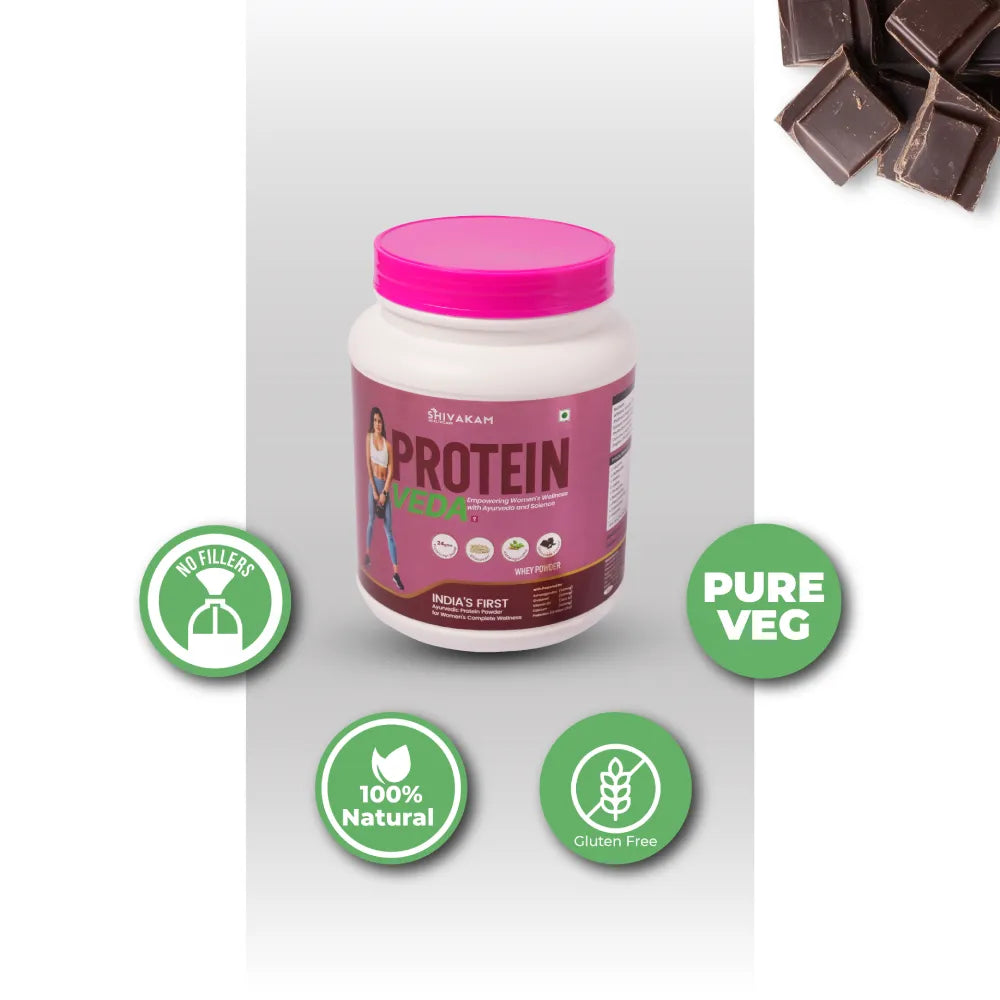 India's First Ayurvedic Whey Protein Powder for Women | Ashwagandha, Shatavari & Amla | BCAA Supplement | Chocholate Flavour | Supports Vitality, Muscle Recovery, Strength & Energy | 1KG | 28 Serving (1 Pack)